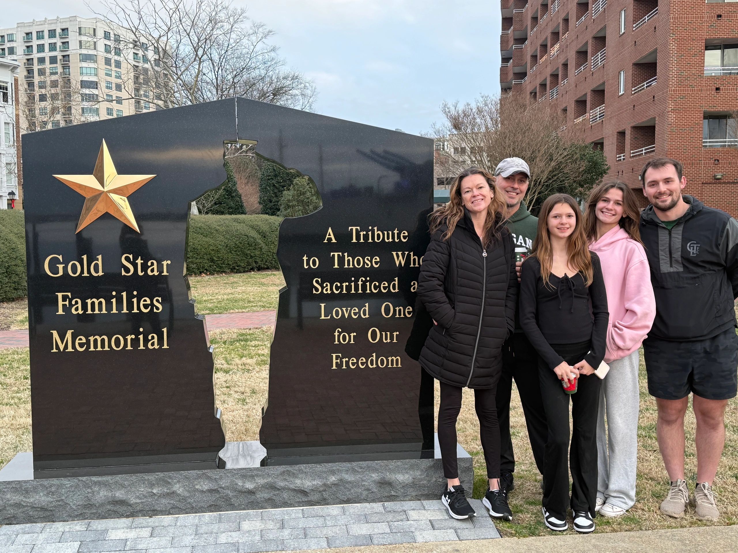 Chris Jordan and family at the Gold Star Families Memorial