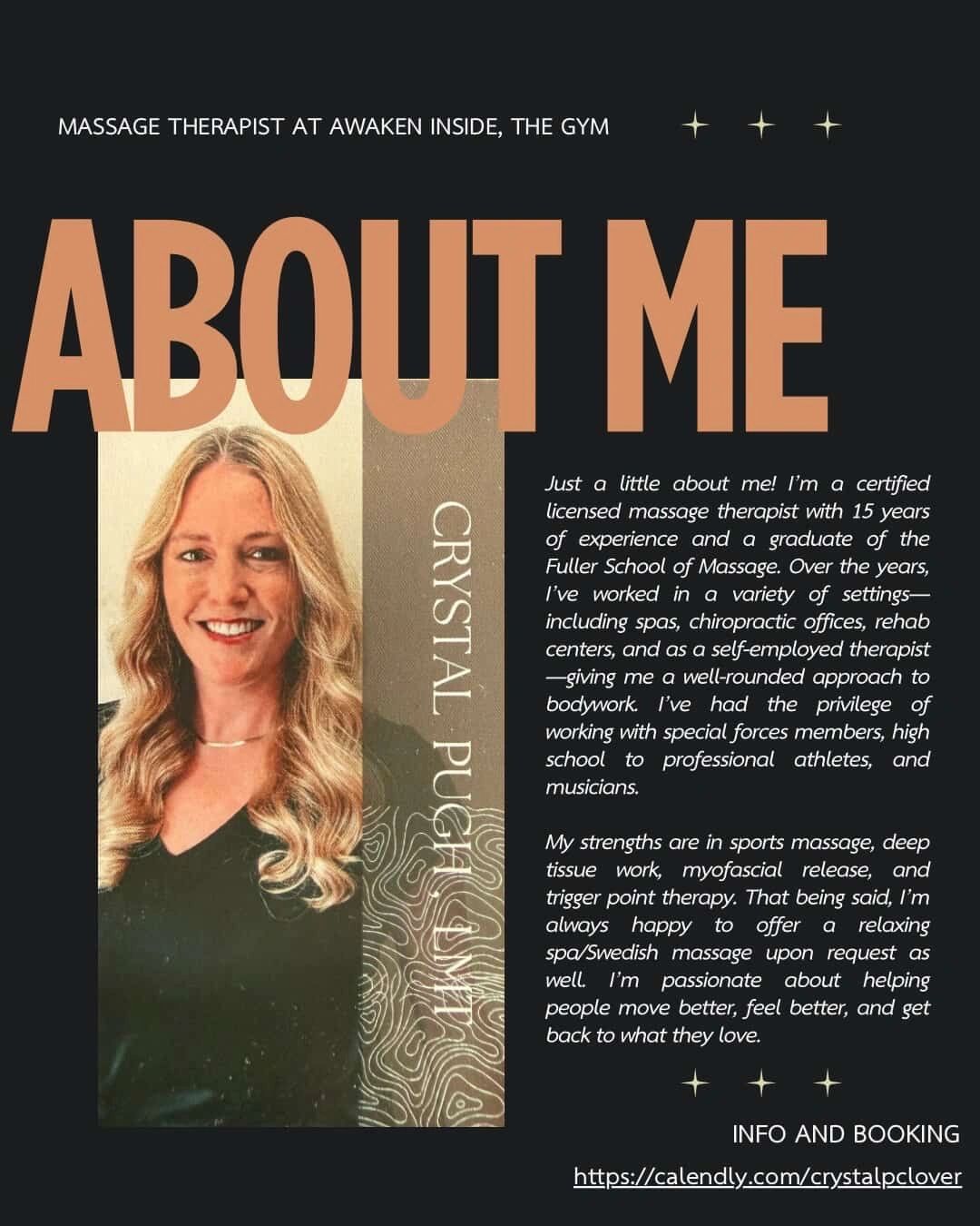 Crystal Pugh, Licensed Massage Therapist at Awaken Inside gym Virginia Beach